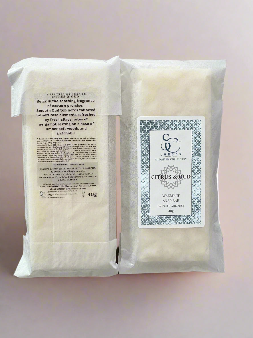 Citrus & Oud Wax Melt Snap Bar (40g) – Luxury Soy Blend