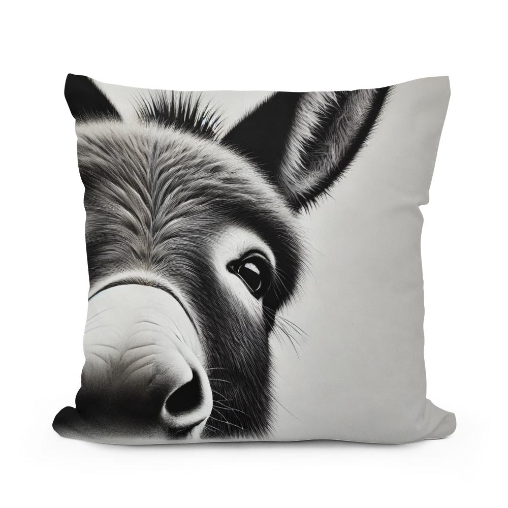 Curious Donkey Peeking Cotton Cushion