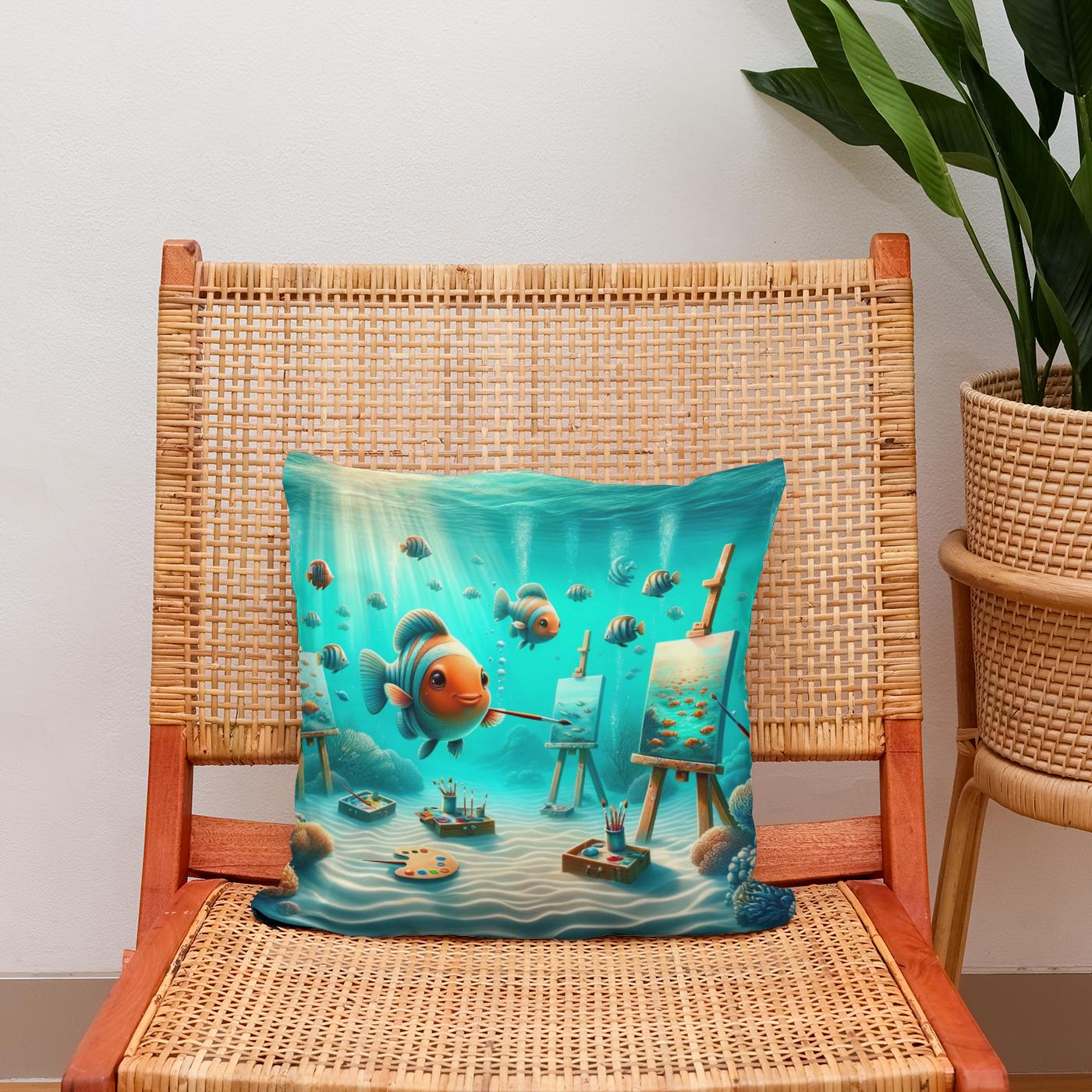 Aquatic Artistry Cotton Cushion