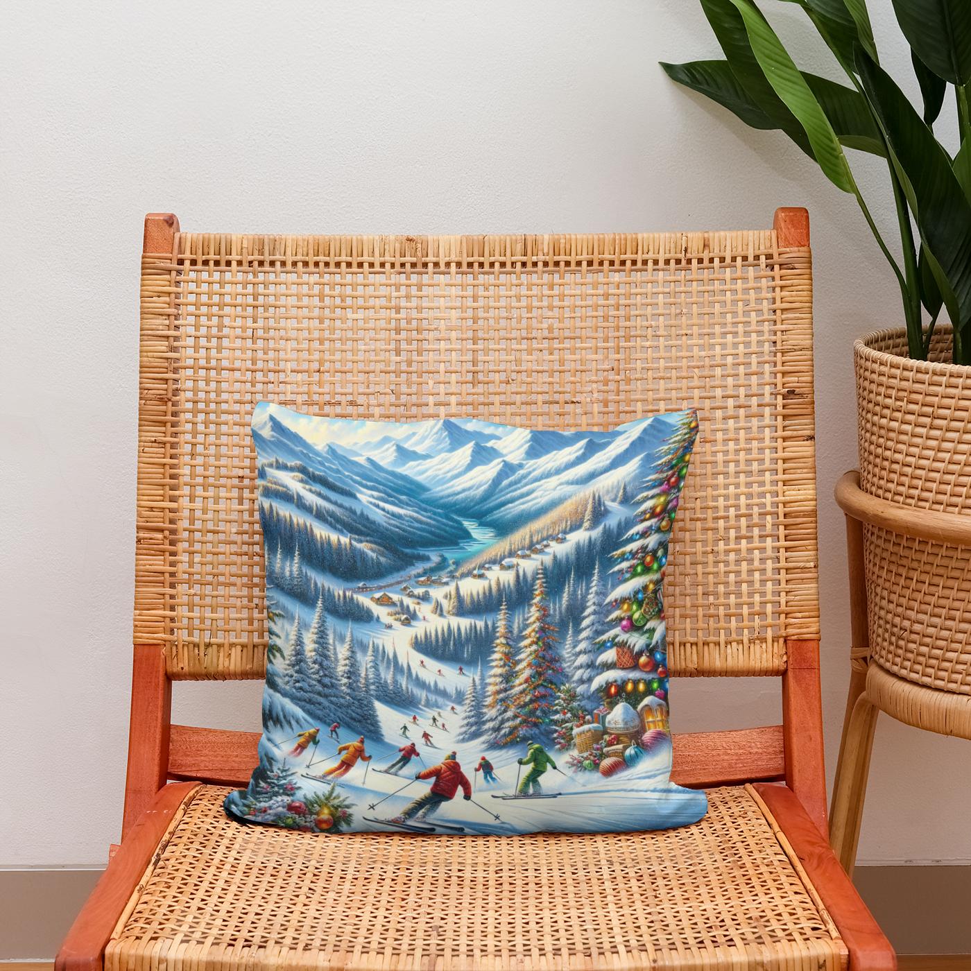 Holiday Slopes Cotton Cushion