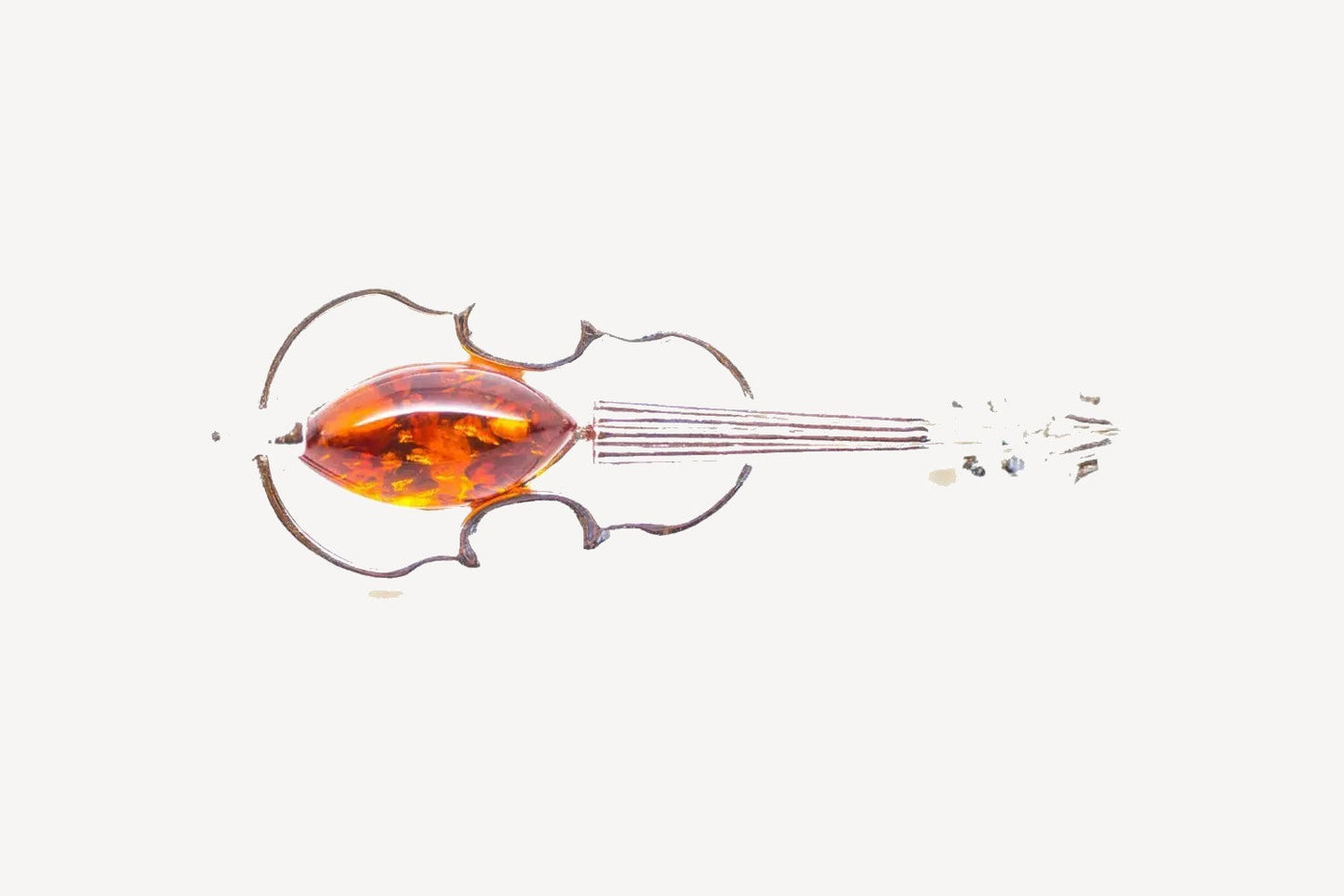 Classic Amber Violin Brooch