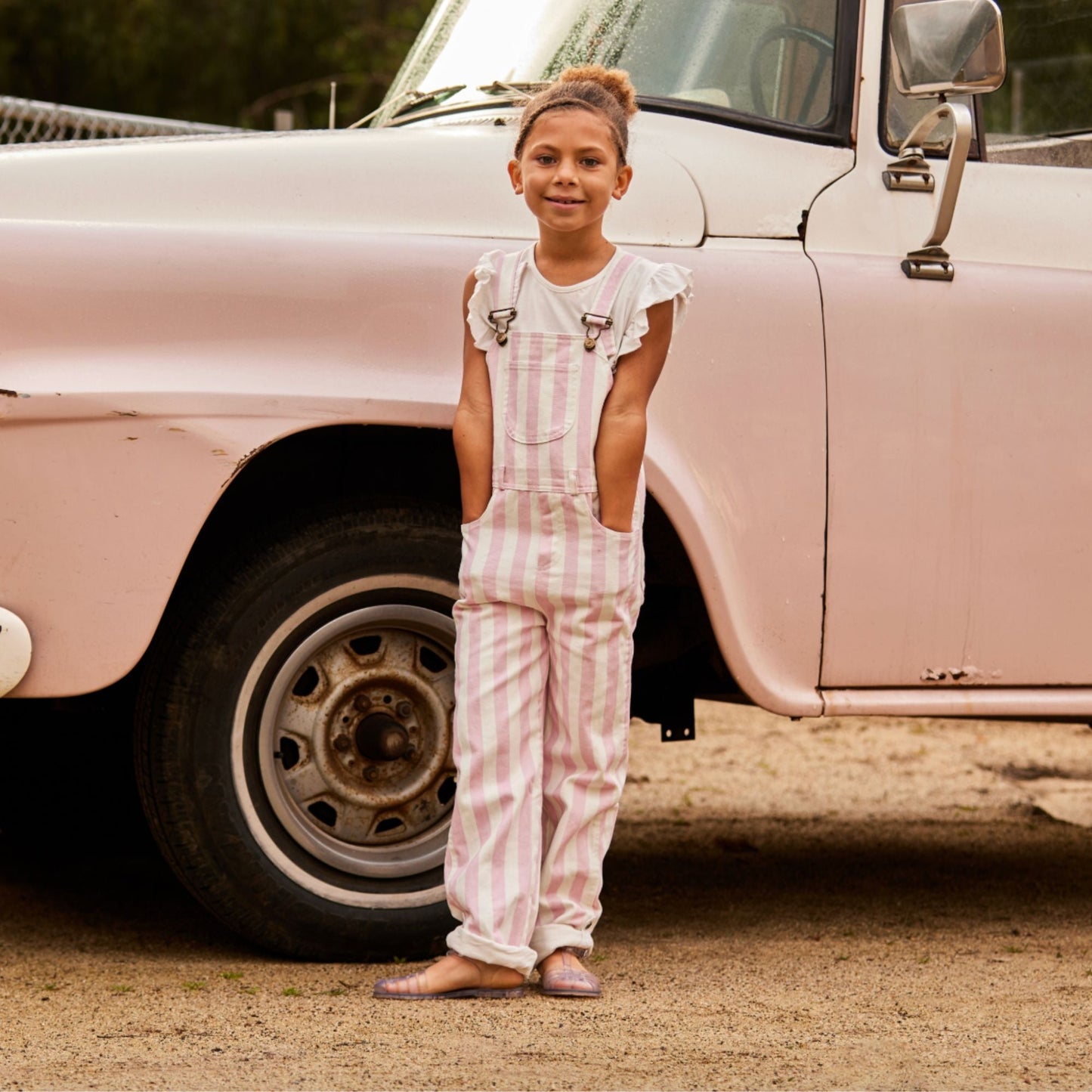 Classic Wide Stripe Denim Dungarees - Pink
