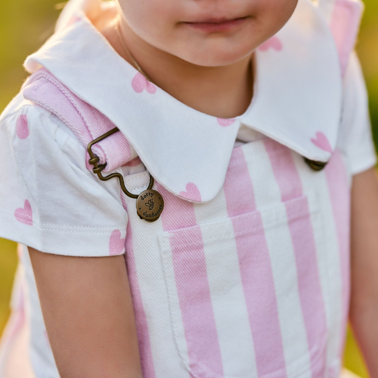 Classic Wide Stripe Denim Shorts - Pink