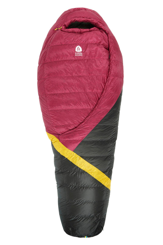 Sierra Designs Women's Cloud 20°F (-7°C) 800-Fill DriDown Sleeping Bag - Regular - Sangria/Yellow/Peat