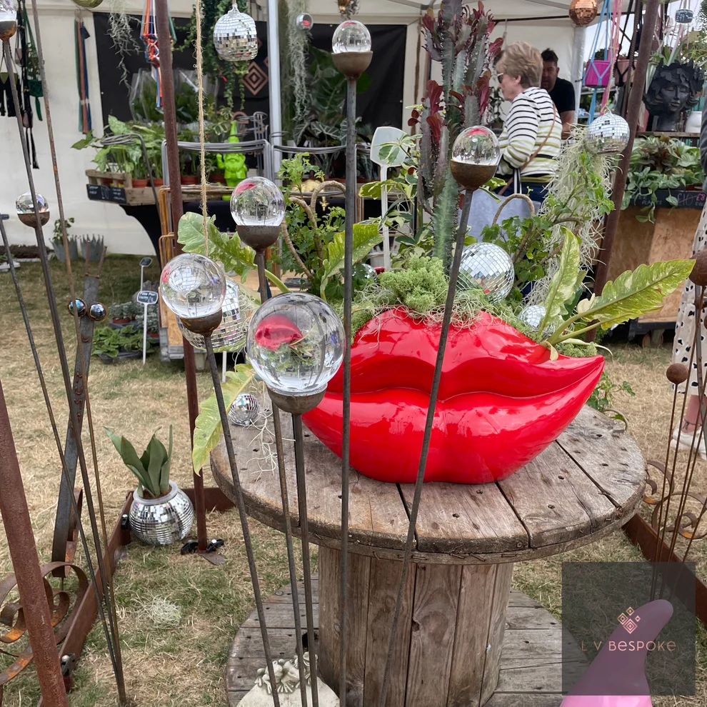 Cluster of 3 Glass Orb Garden Stakes