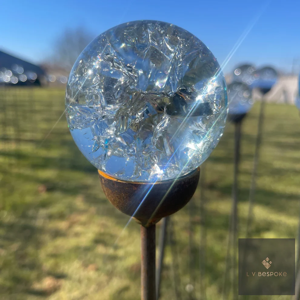 Cluster of 3 Glass Orb Garden Stakes