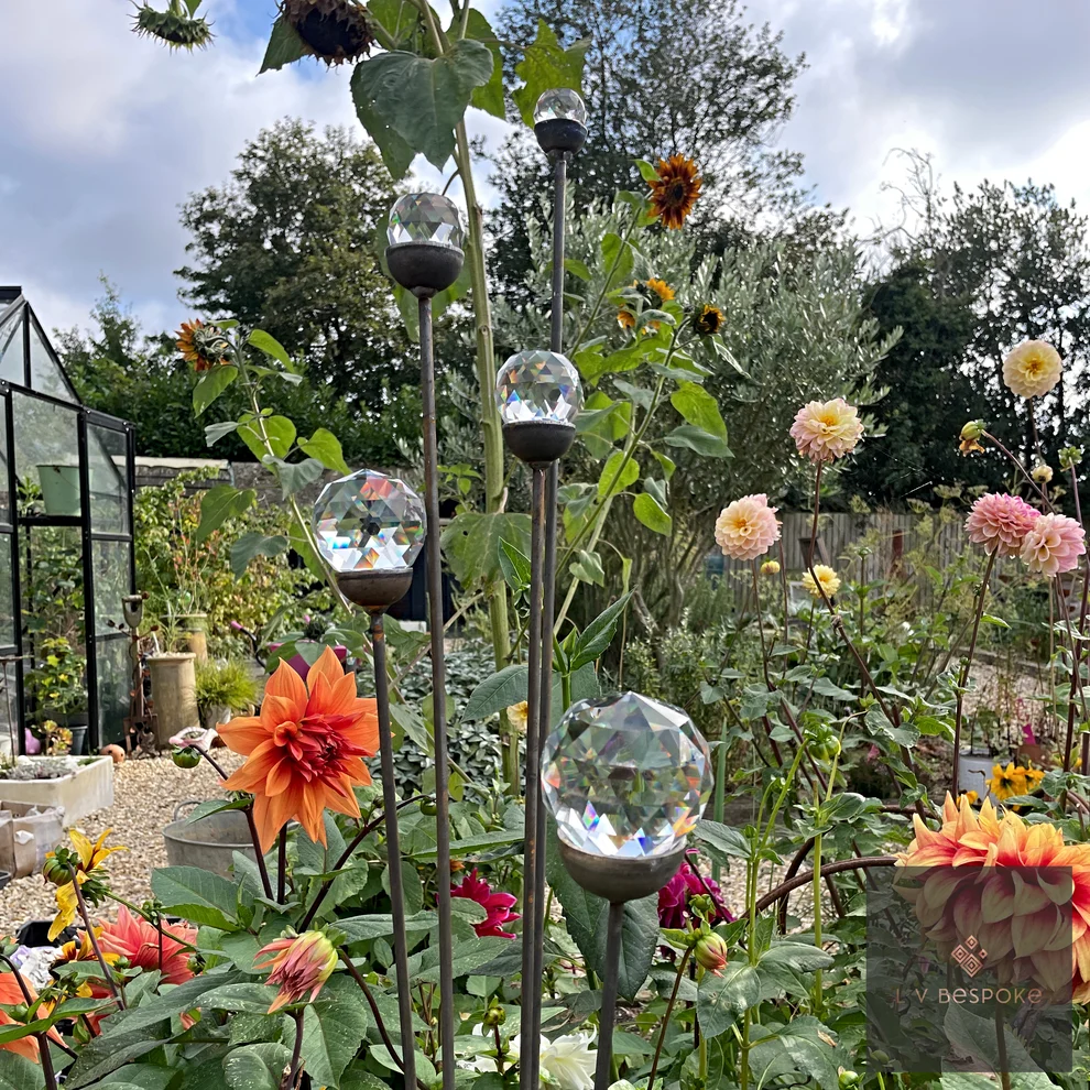 Cluster of 3 Glass Orb Garden Stakes