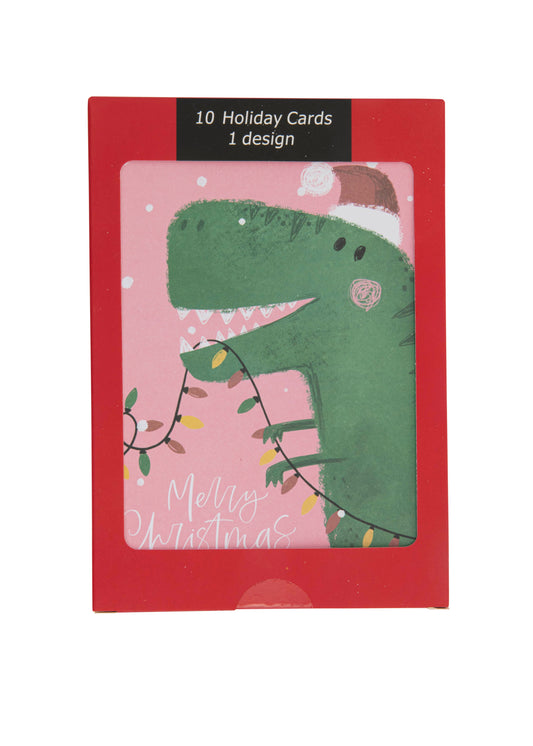 Collins Christmas Cards - Festive Dinosaur Design - 10 Pack Holiday Greeting Cards