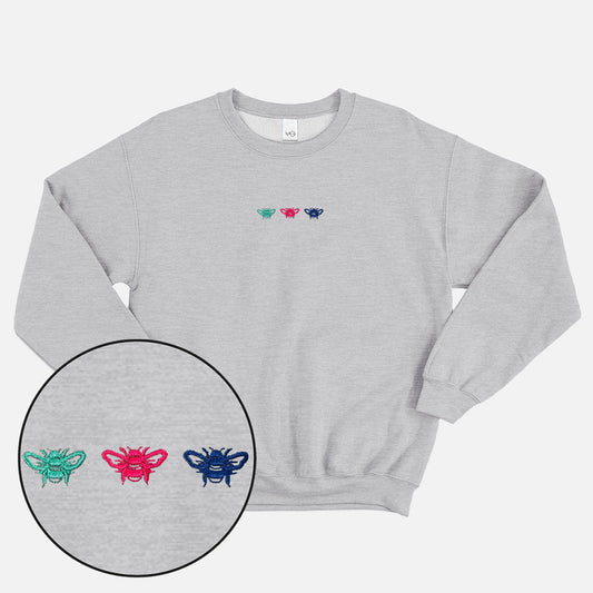 Colourful Bees Embroidered Sweatshirt (Unisex)