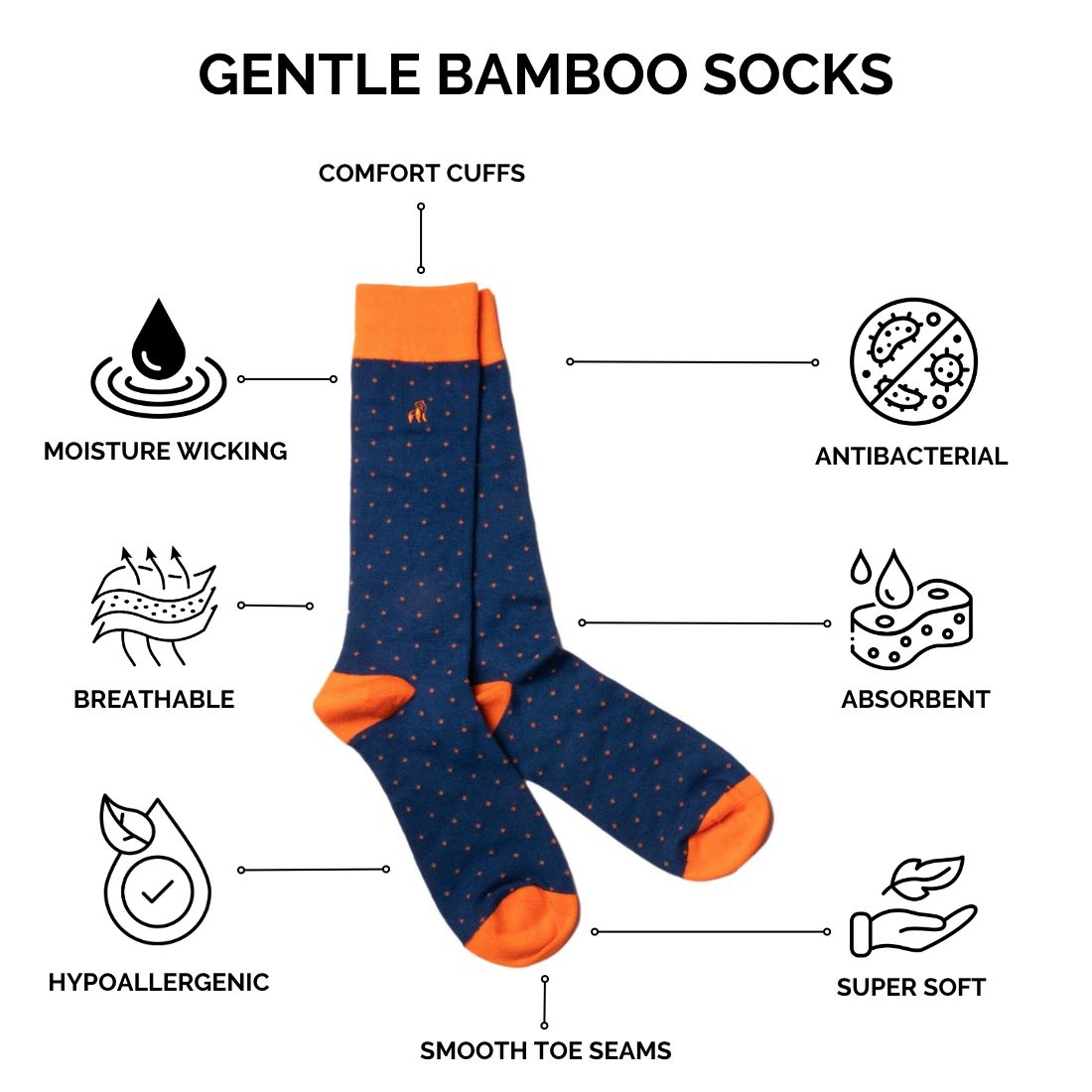 Black Bamboo Socks (Comfort Cuff)