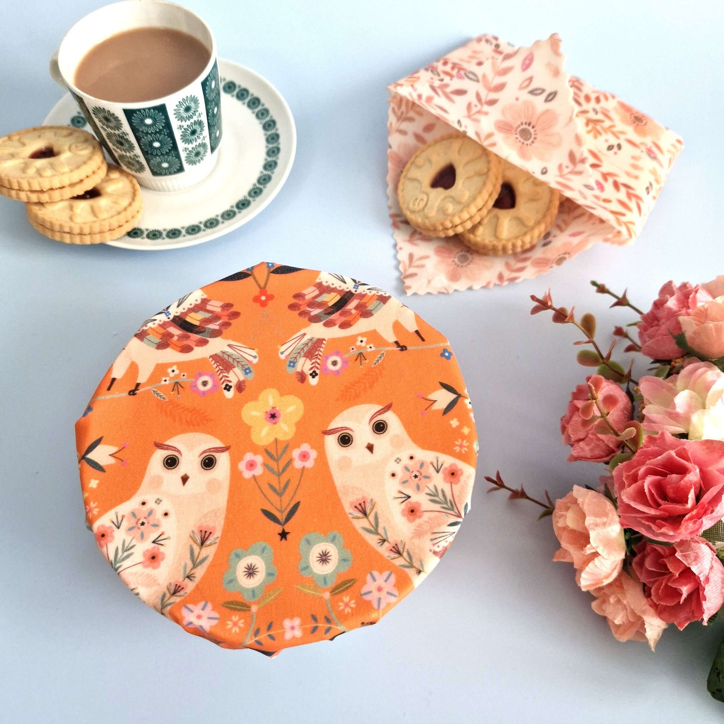 Honey Bee Good Set of 3 Handmade Beeswax Wraps | Owls