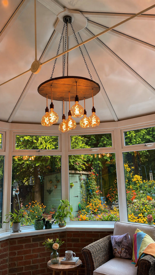 Whiskey Barrel Wooden Chandelier Cluster Pendant Light