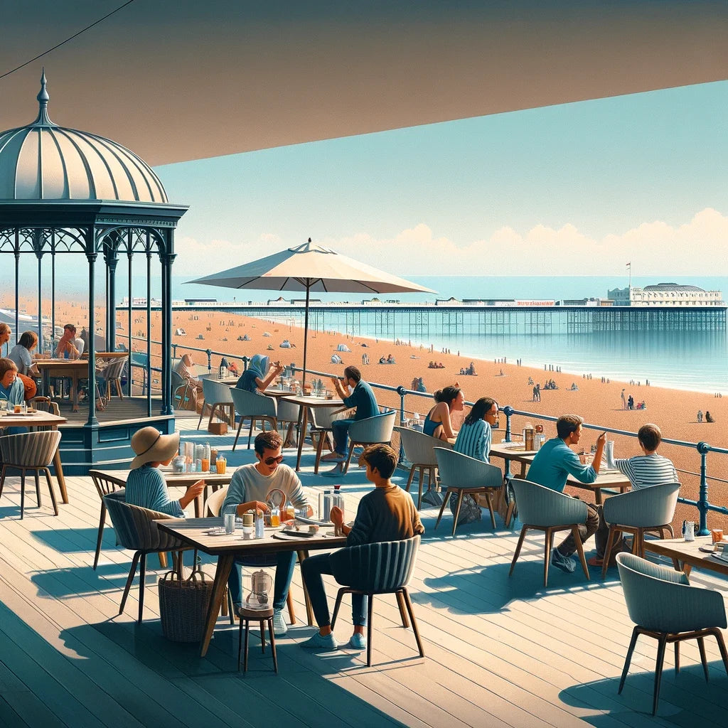 Contemporary Brighton Café Cotton Cushion