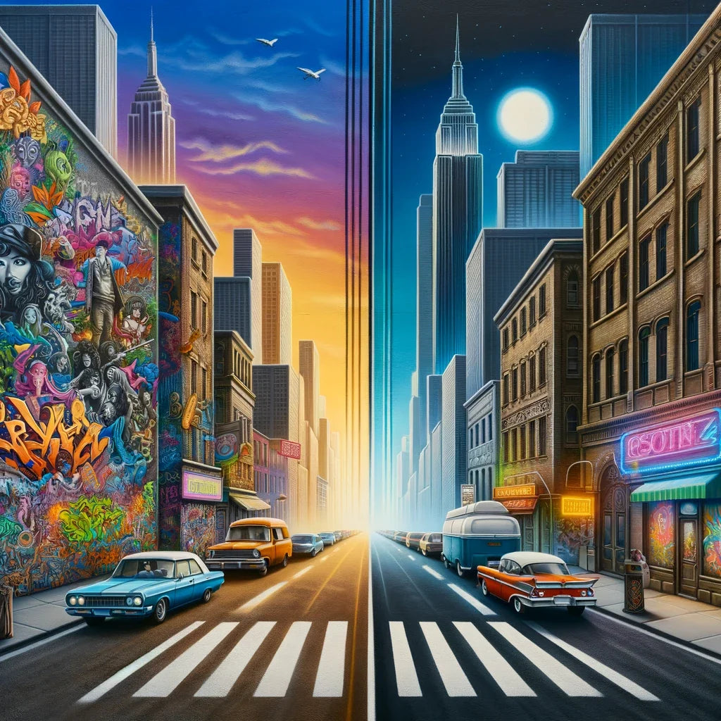 Contrasting Cityscape Canvas
