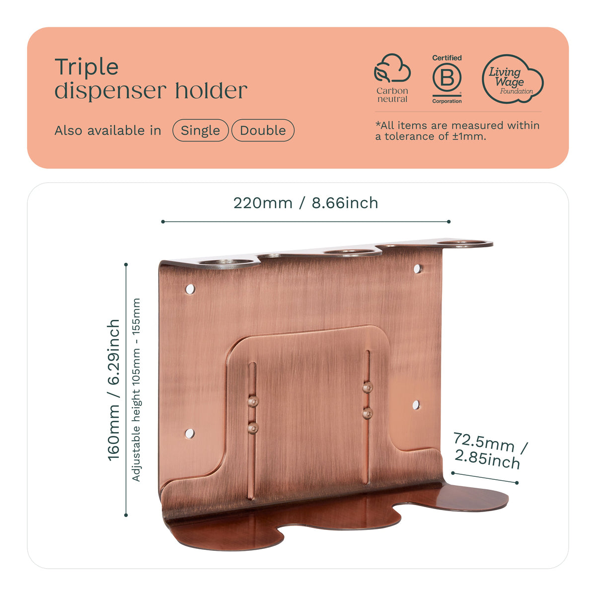 Copper Triple Bottle Holder