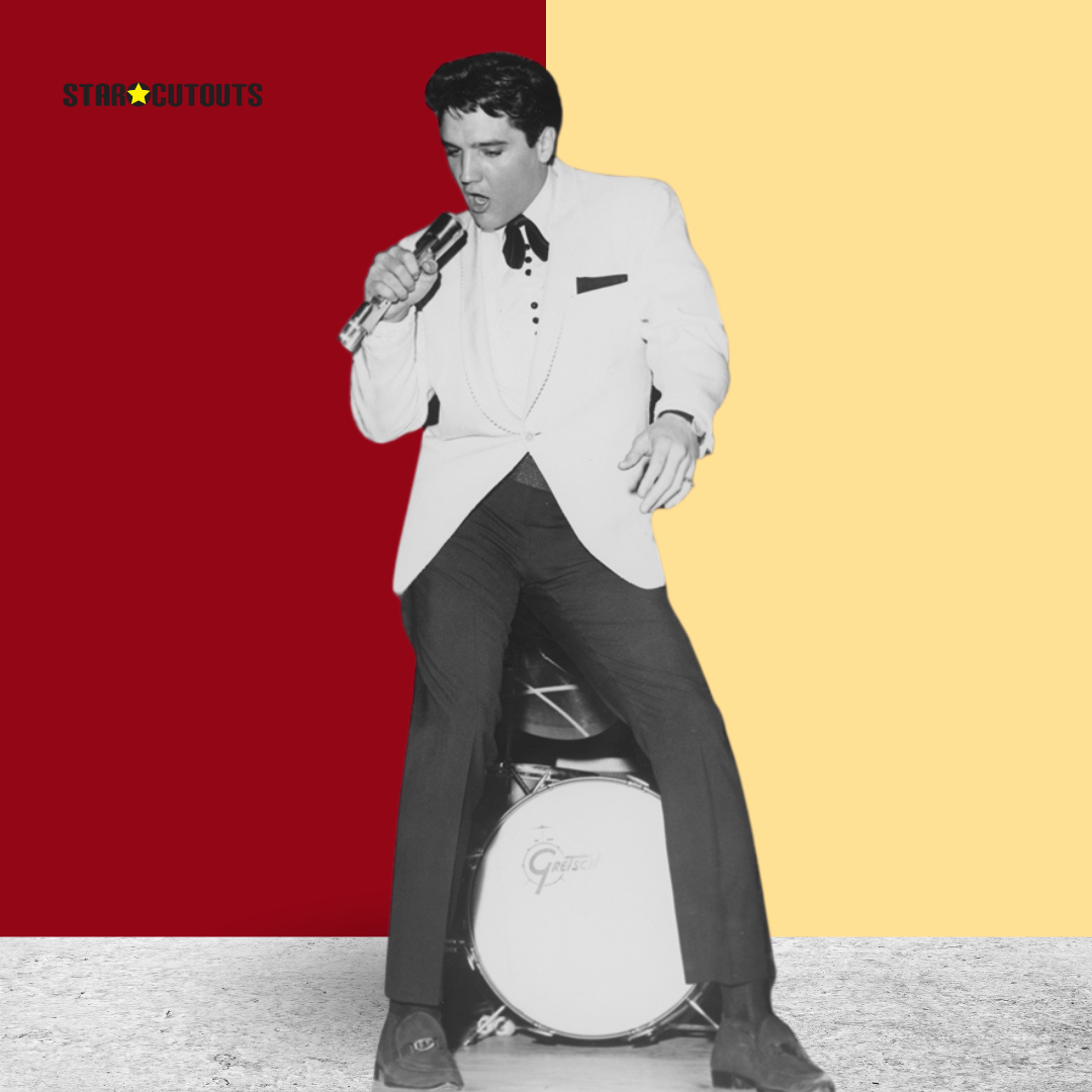 SC239 Elvis Presley White Jacket and Drum Cardboard Cut Out Height 179cm