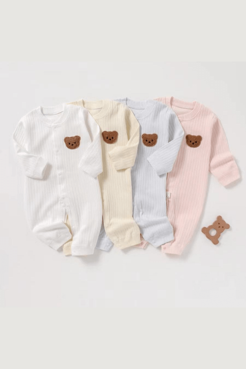 Bear Romper Ribbed 100% Cotton