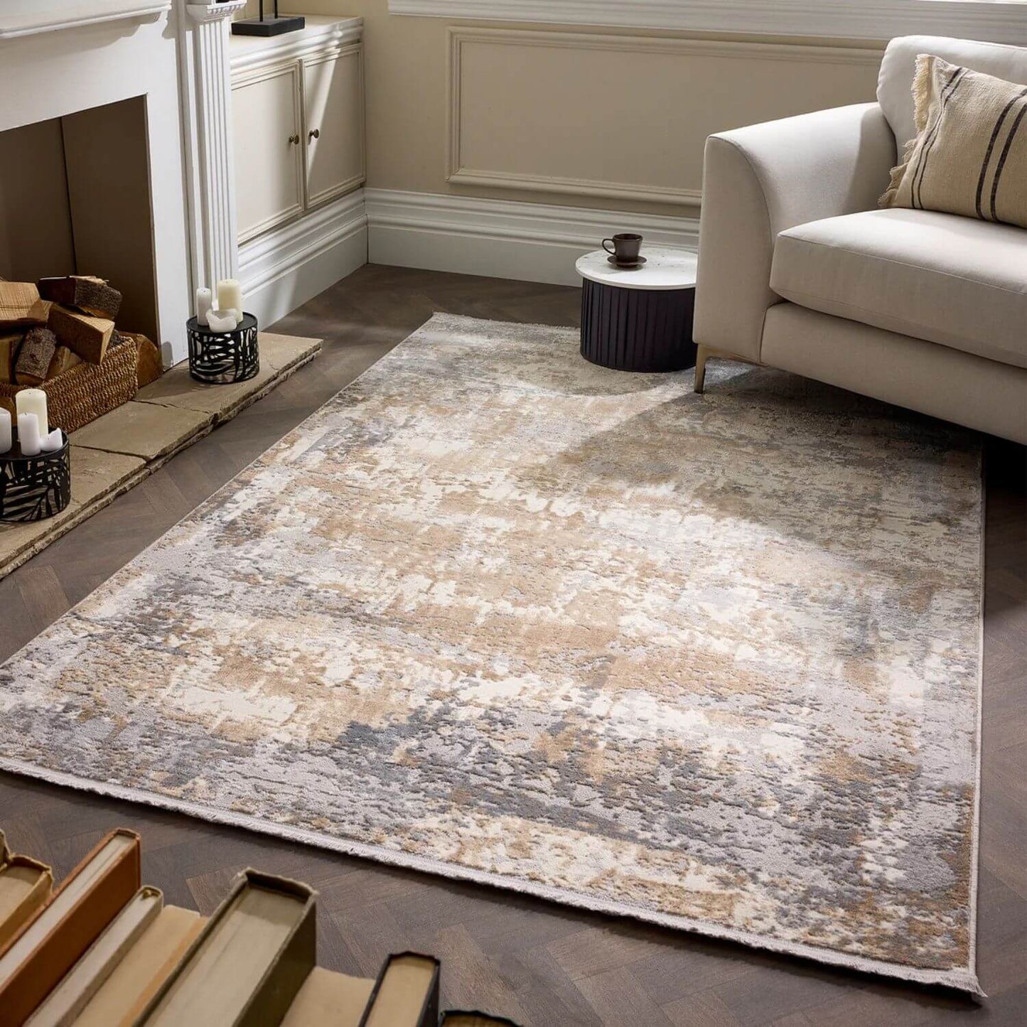 Cosimo Beige/Grey Distressed Modern Rug