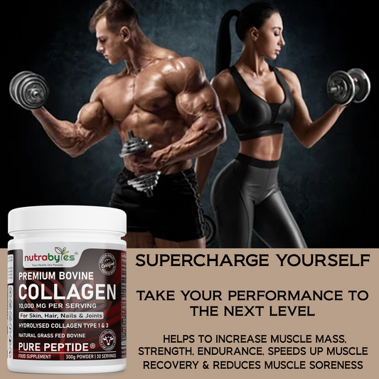 Premium Bovine Collagen Supplement Powder, 10,000 mg Pure Hydrolysed Collagen Peptides, Blended with 19 Amino Acids, Unflavoured Collagen Protein Powder Types 1 and 3, Halal & Kosher