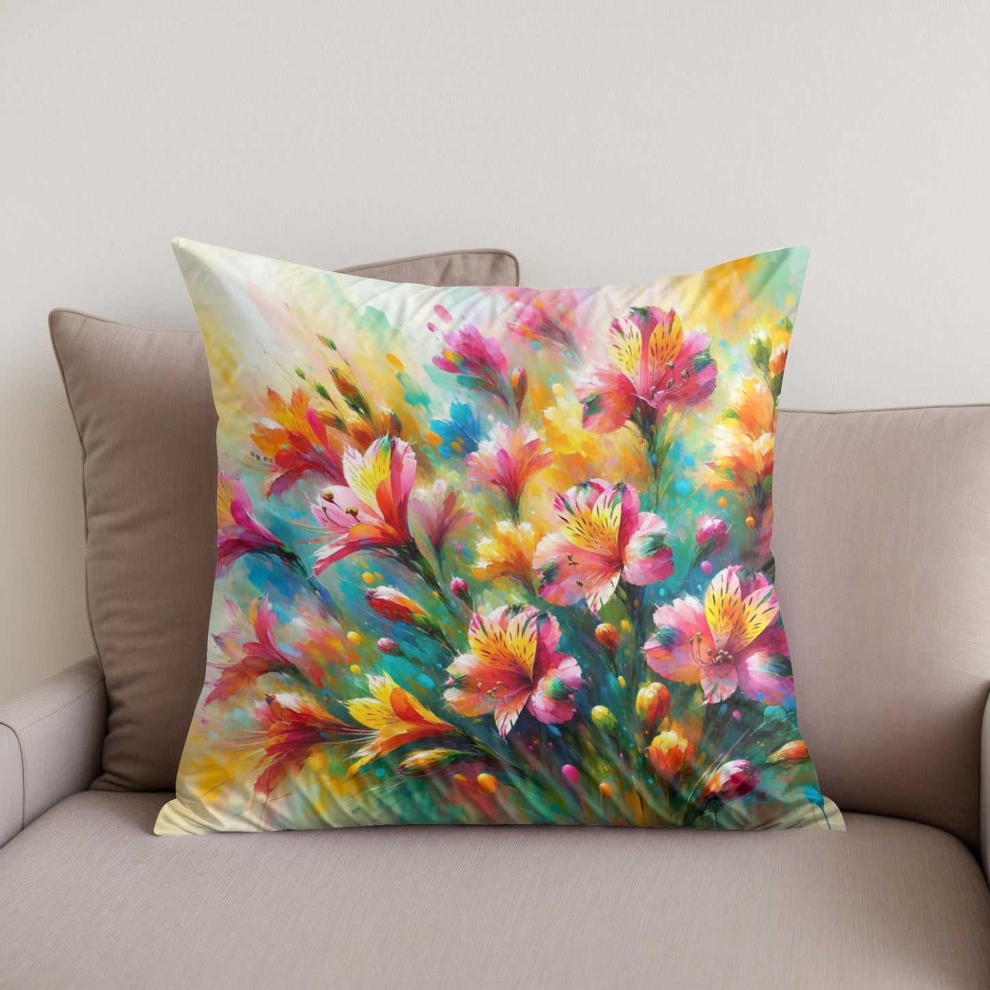 Alstroemeria's Dance Cotton Cushion