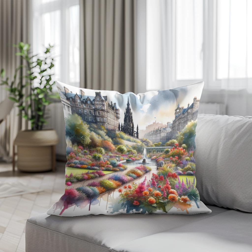 Edinburgh Princes Street Gardens Bloom Cotton Cushion