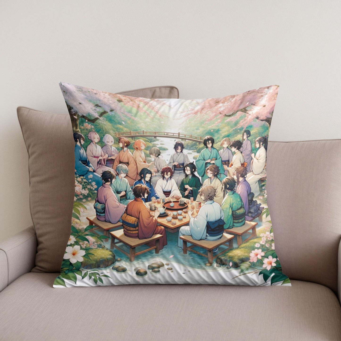 Sakura Garden Tea Party Cotton Cushion