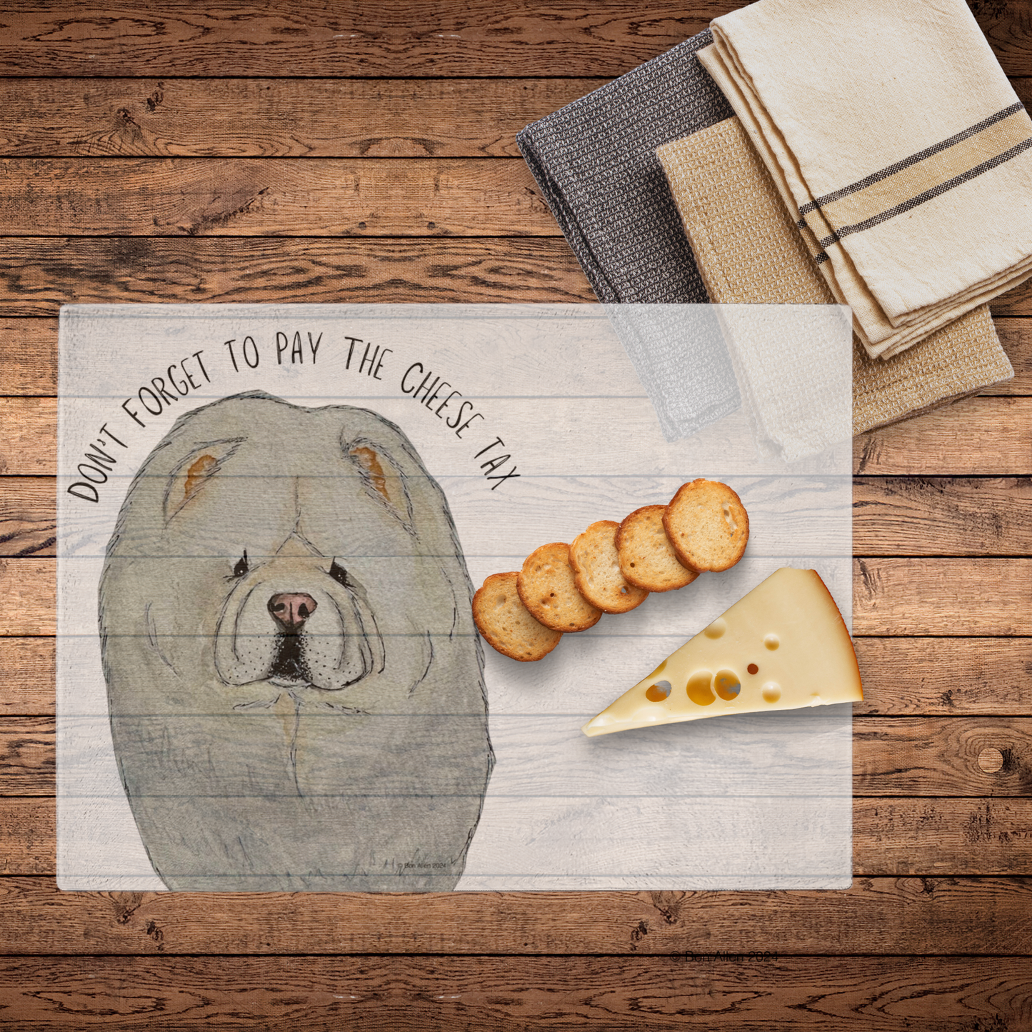 Cream Chow Chow "Cheese Tax" Chopping Board – Slice with Style and a Smile!