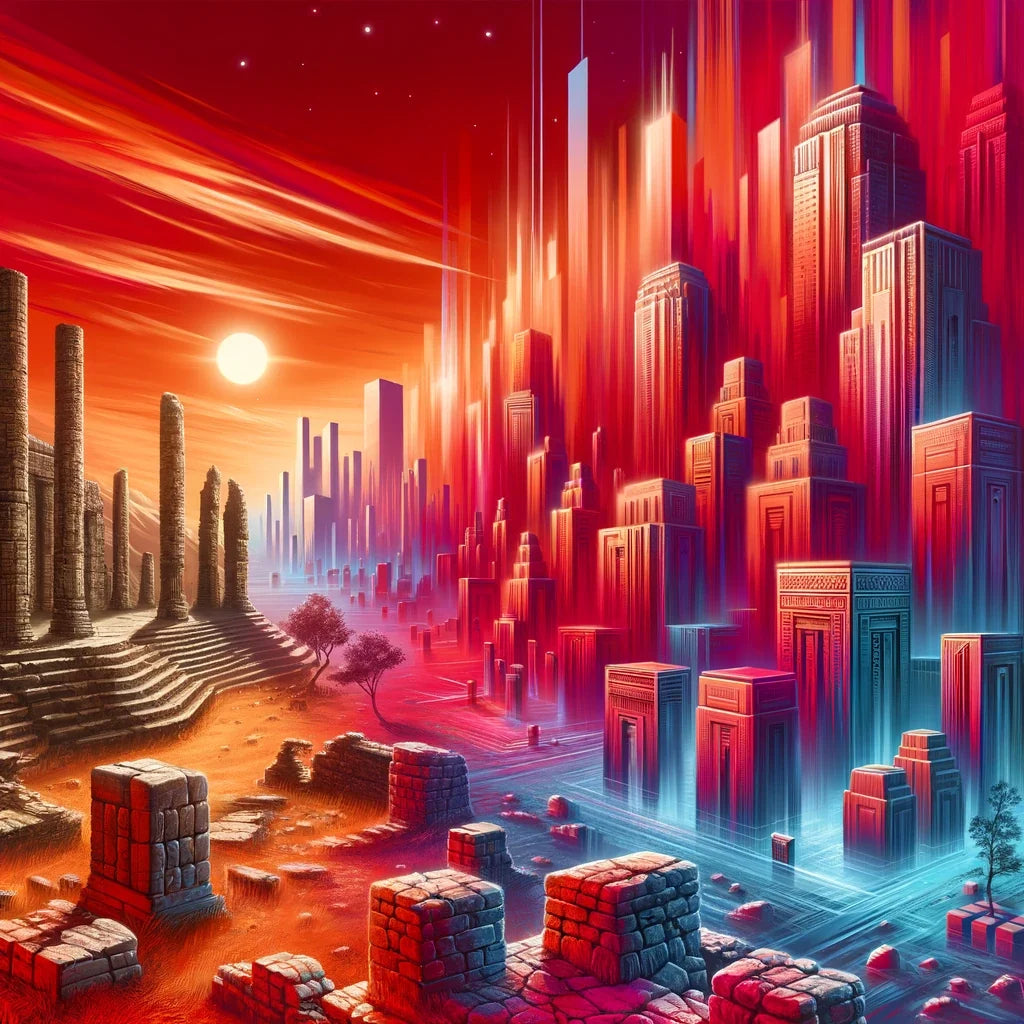 Crimson Epochs Canvas