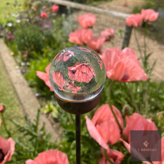 Mixed Finish Glass Orb Garden Stake