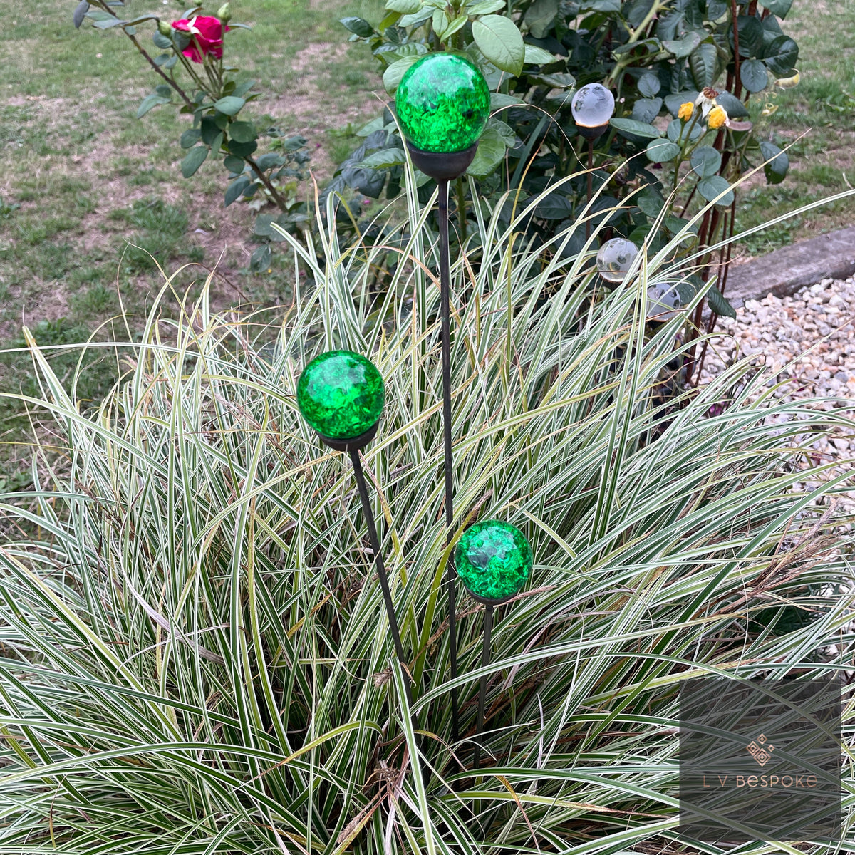 Mixed Coloured Glass Orb Cluster of 3