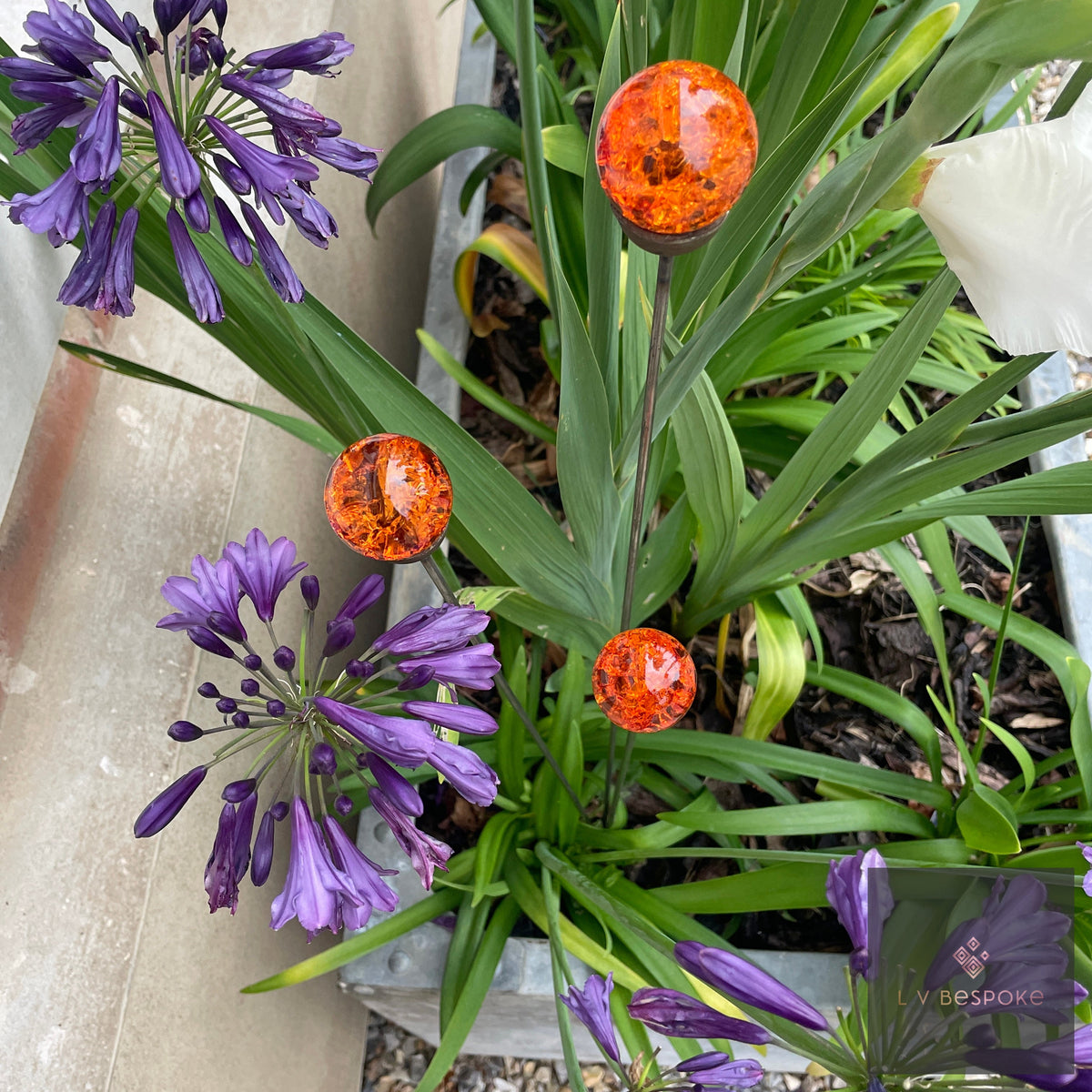 Mixed Coloured Glass Orb Cluster of 3
