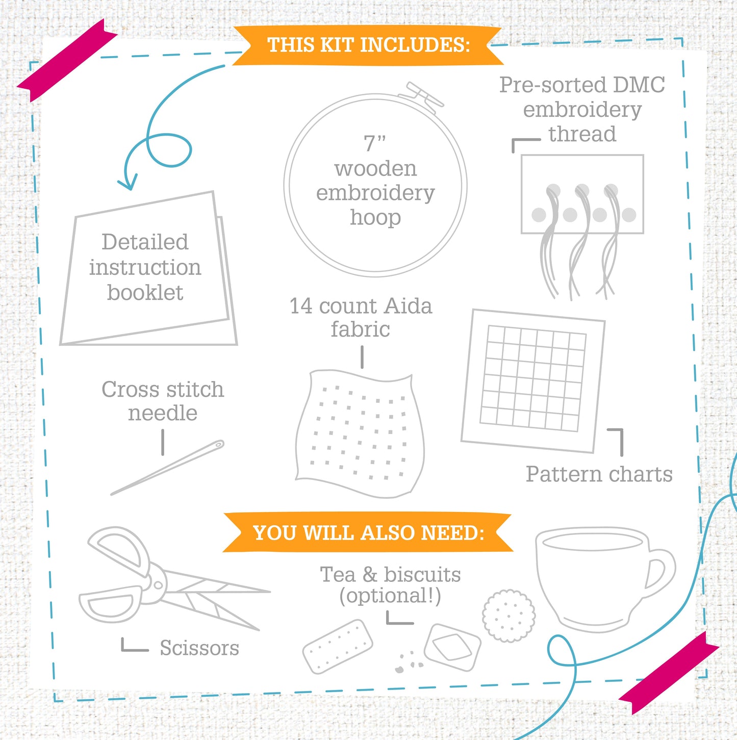 'Triceratops' Dinosaur Cross Stitch Kit for Beginners