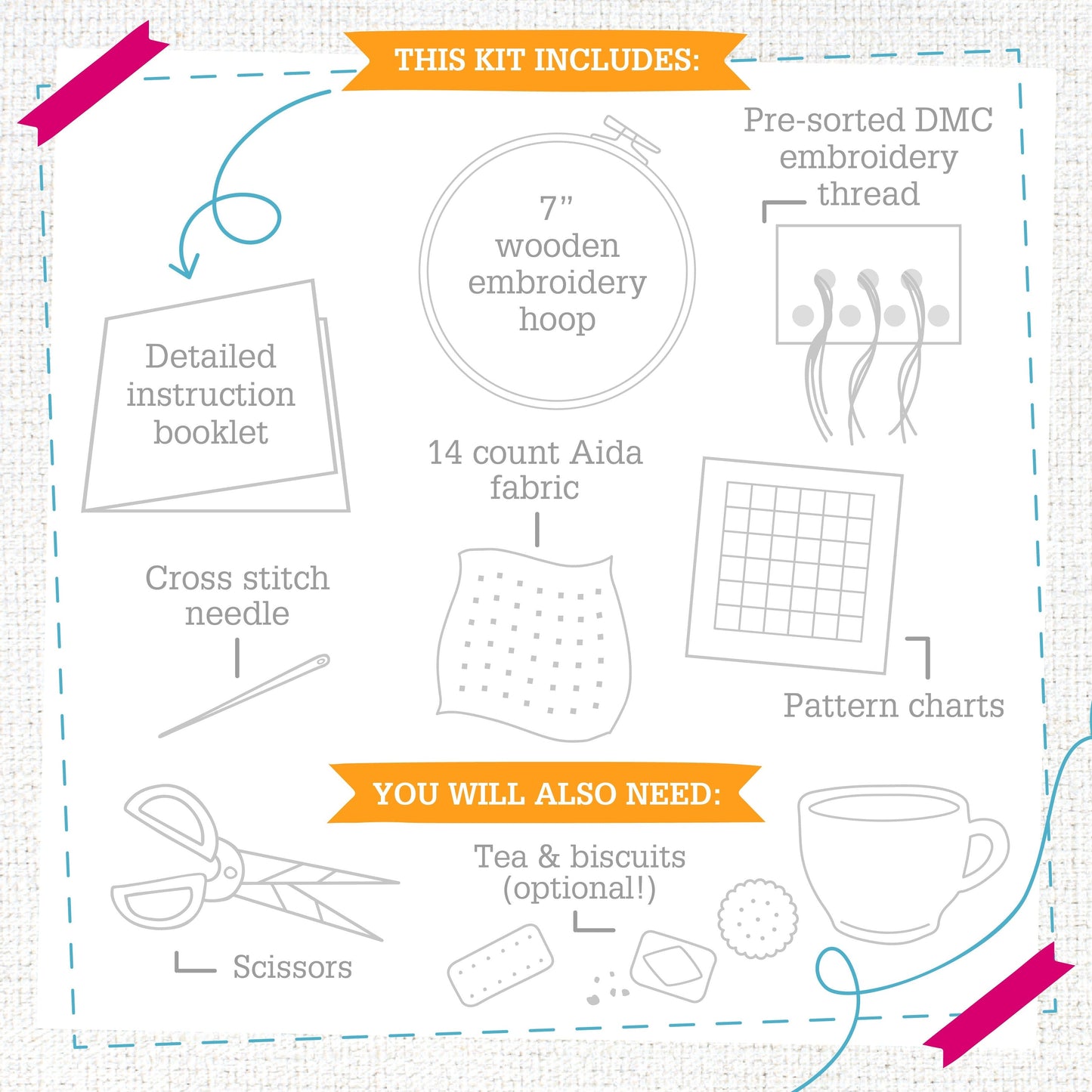 'Plesiosaurus' Dinosaur Cross Stitch Kit for Beginners