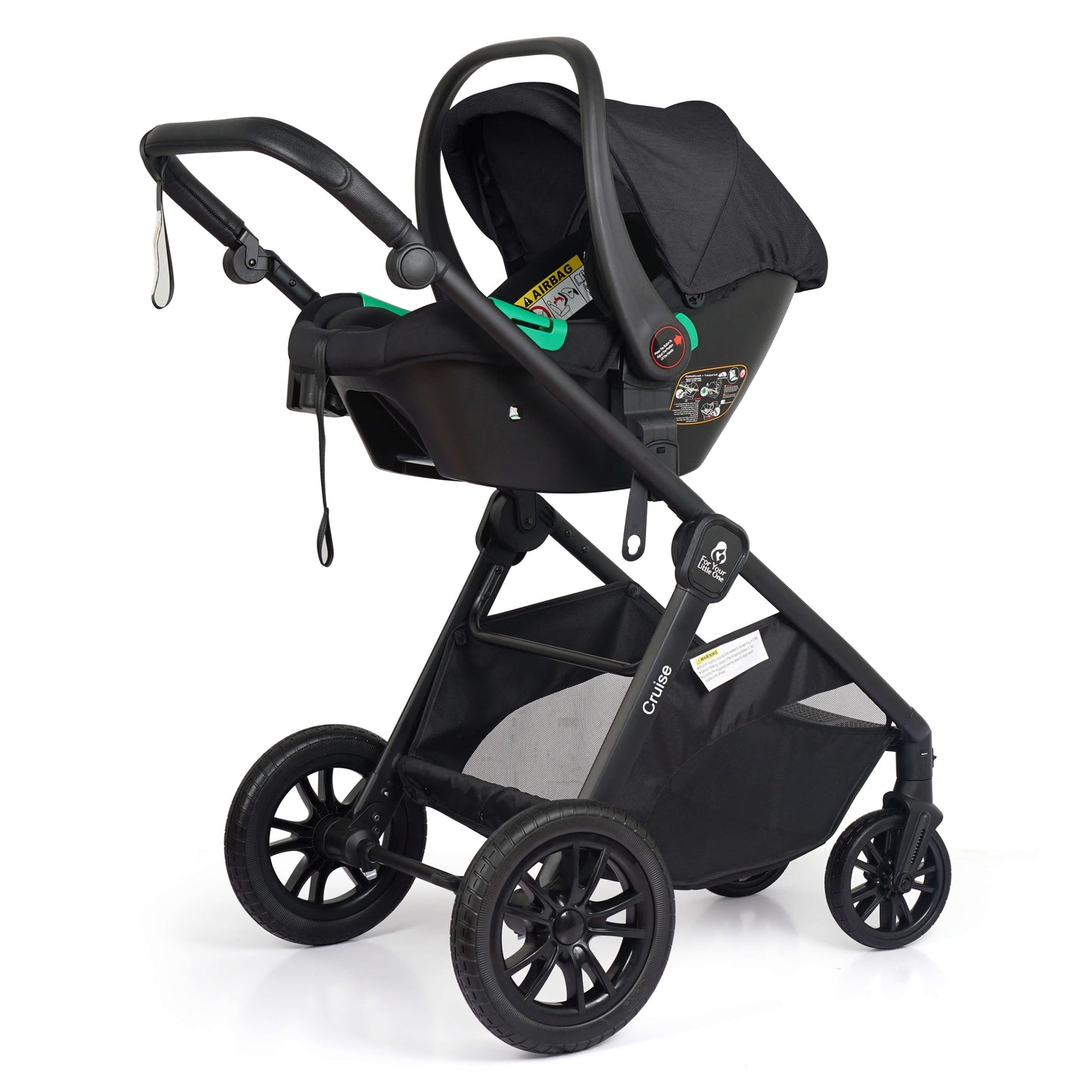 For Your Little One Cruise 3 In 1 Travel System With Car Seat - Eclipse Black (Free Cupholder / Seat Liner Included!)