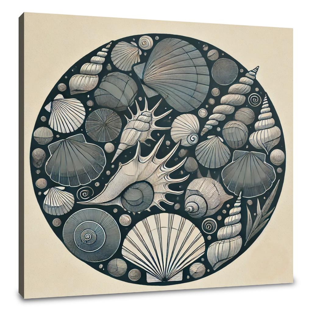 Dark Shells Line Art Canvas