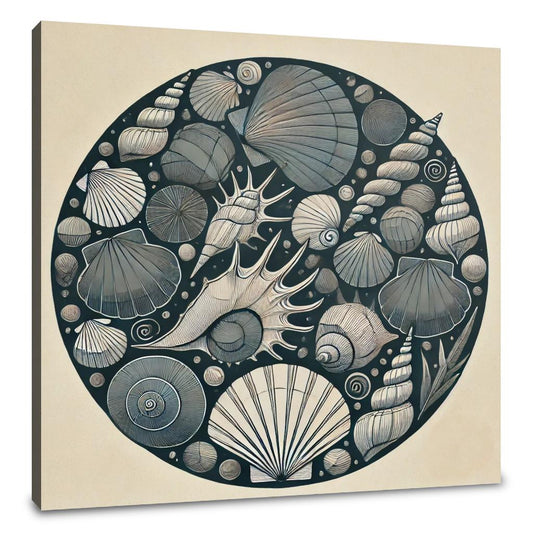 Dark Shells Line Art Canvas