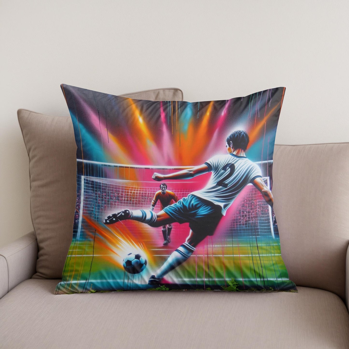 Free Kick Frenzy Cotton Cushion
