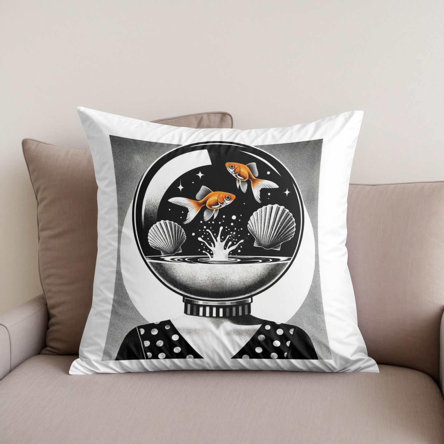 Whimsical Seashell Siren Cotton Cushion
