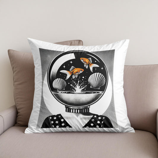 Whimsical Seashell Siren Cotton Cushion