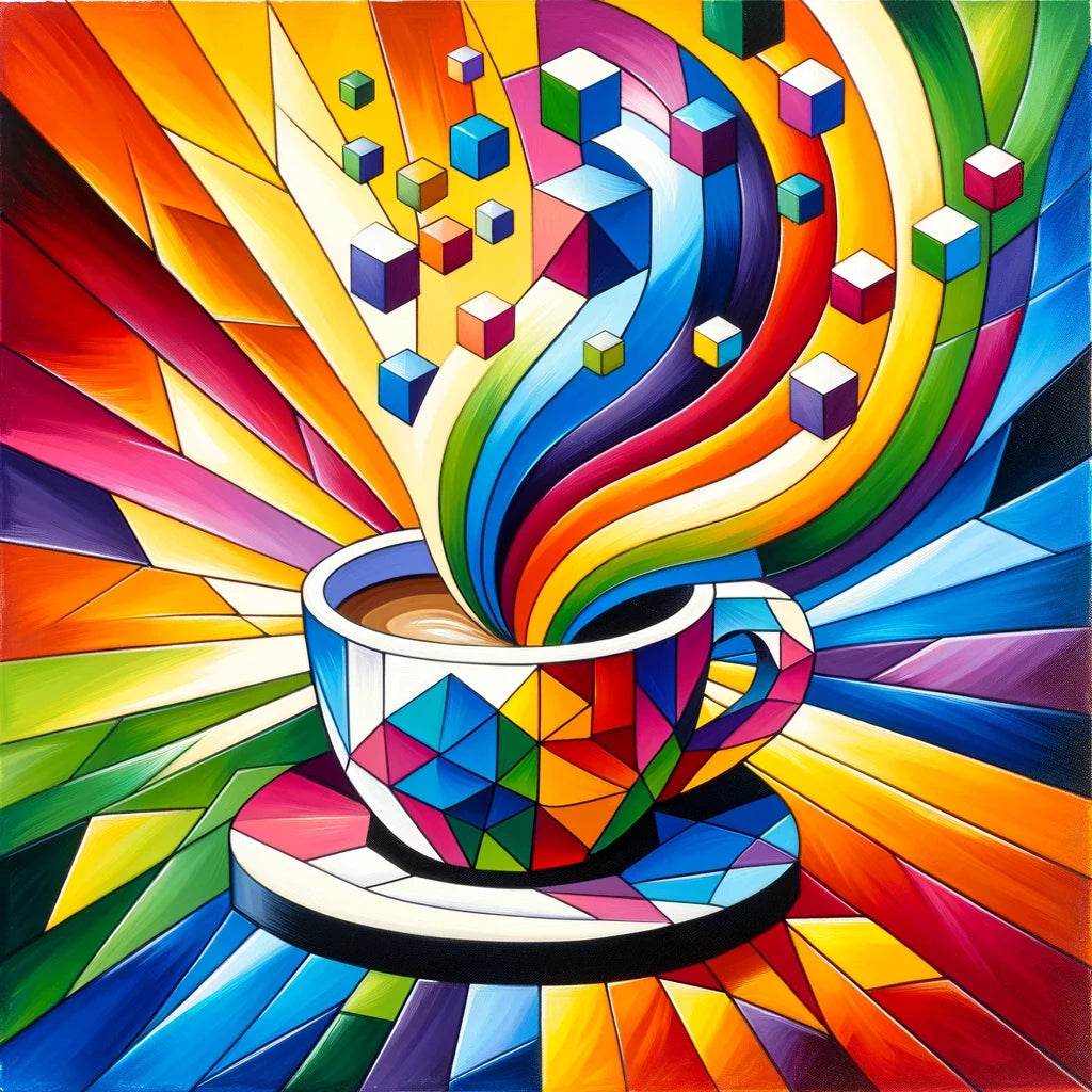 Cubist Rainbow Espresso Canvas