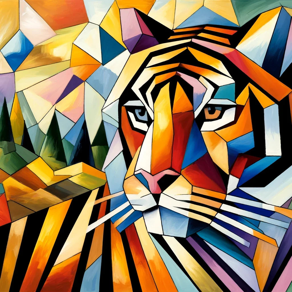 Cubist Tiger Mosaic Canvas