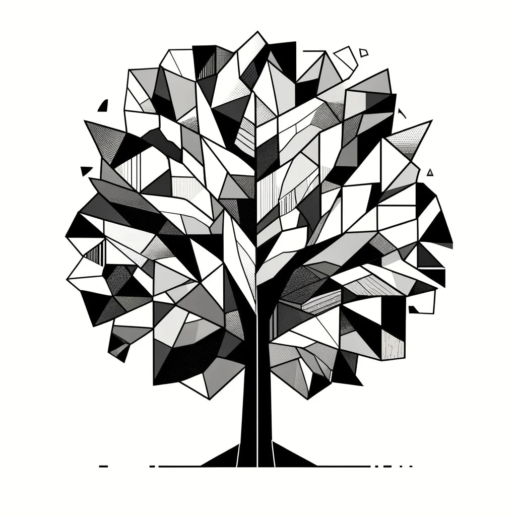 Cubist Tree Silhouette Canvas