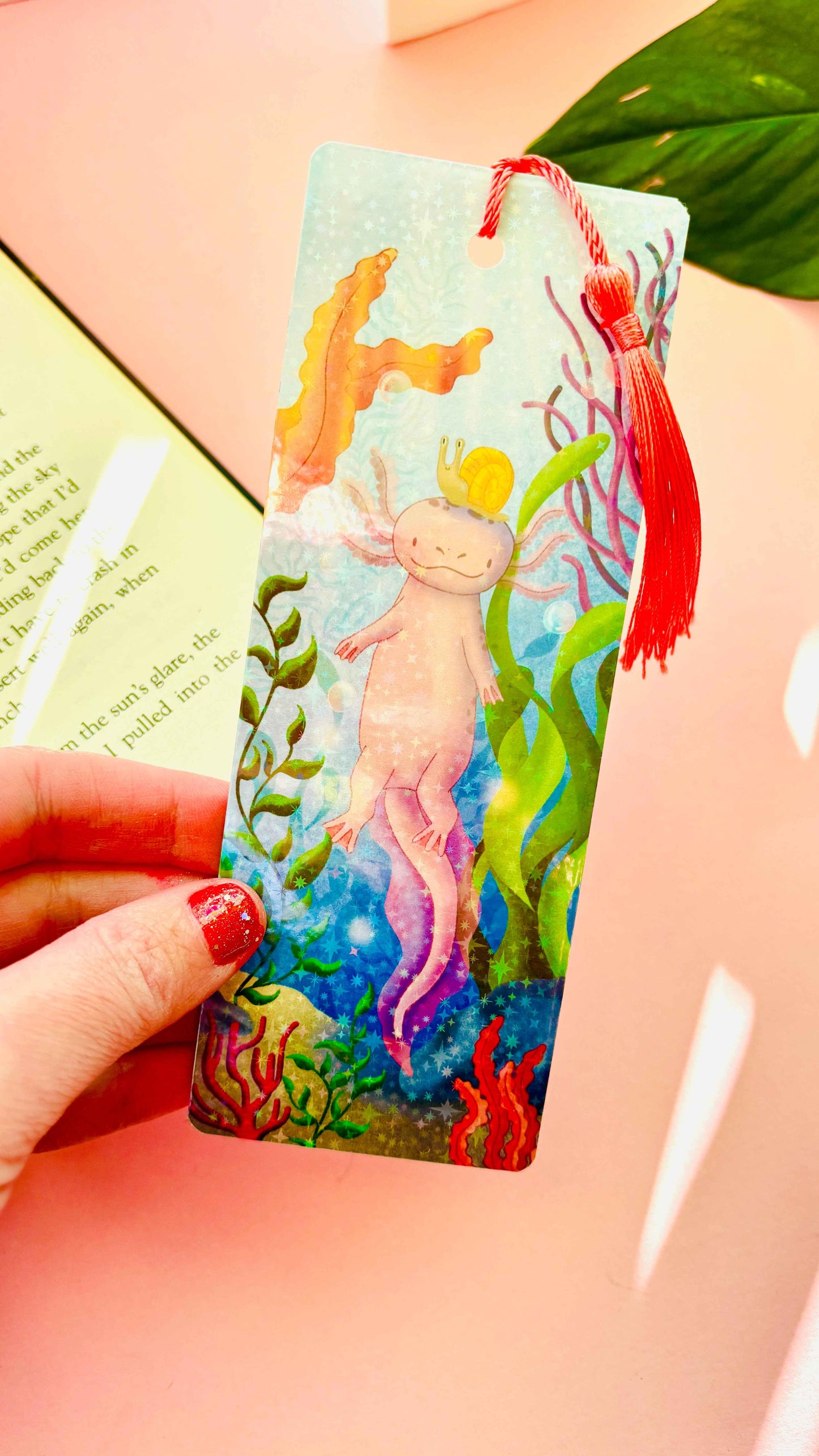 Axolotl Gift Holographic Bookmark