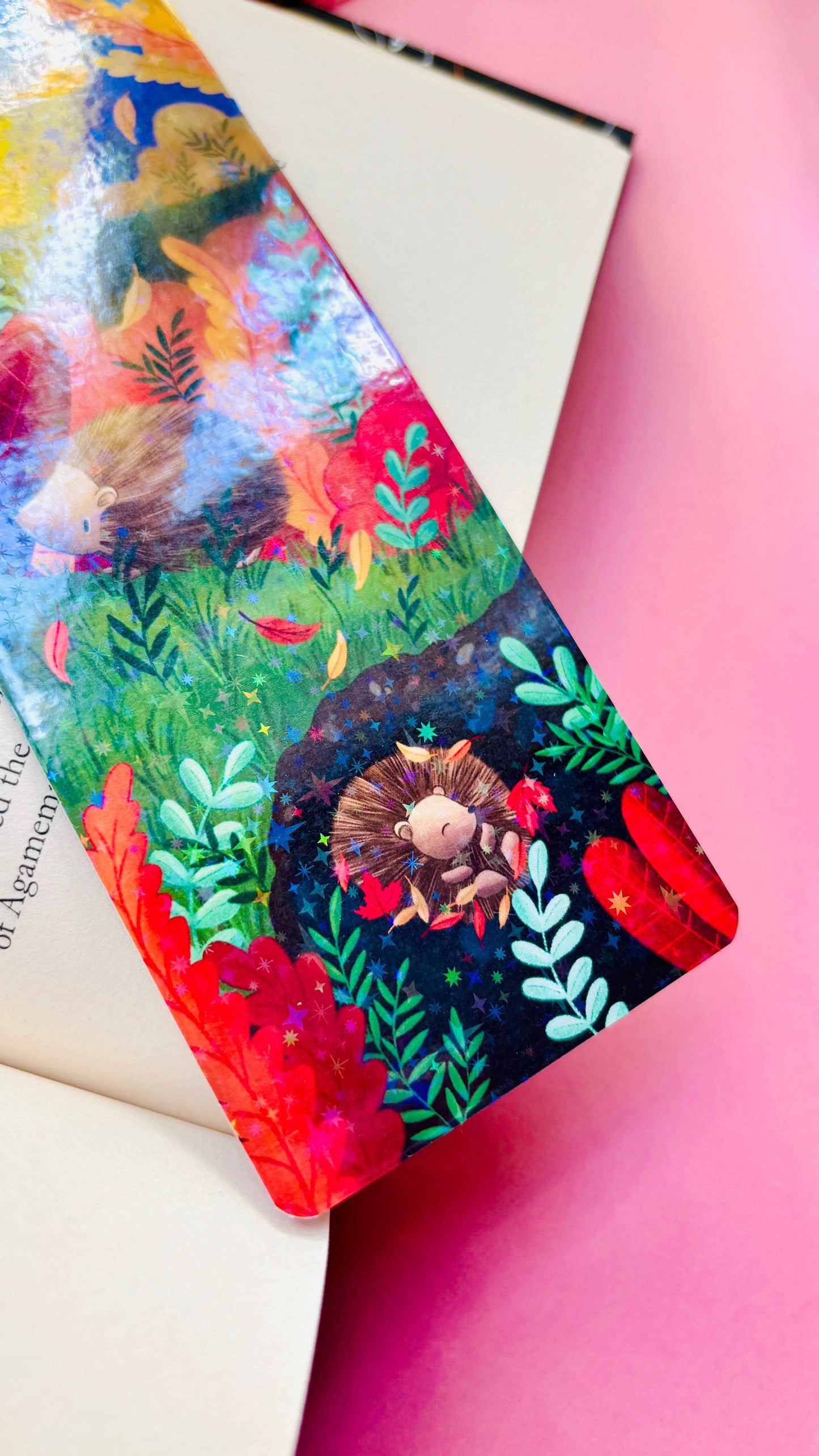 Autumn Hedgehog Holographic Bookmark – Handmade in the UK
