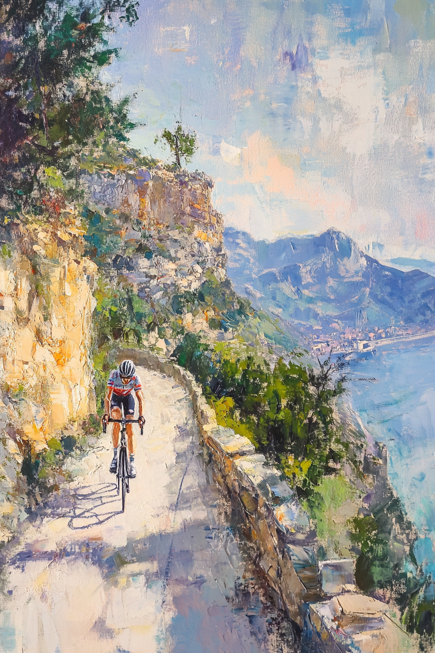 Cyclist's Mountain Pathway Canvas