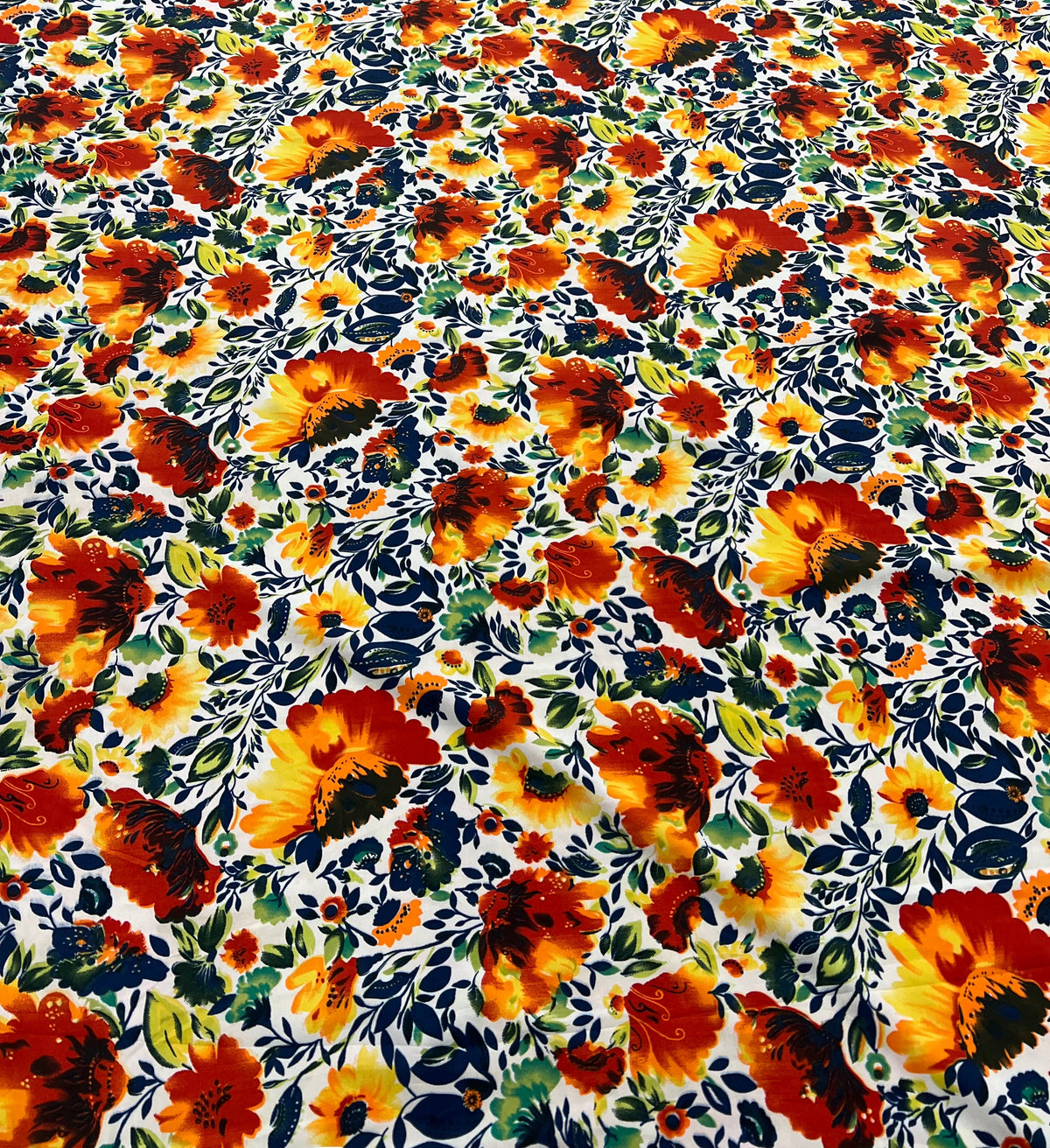 Bright Multi Floral Lightweight Crepe Fabric 80GSM Non Stretch