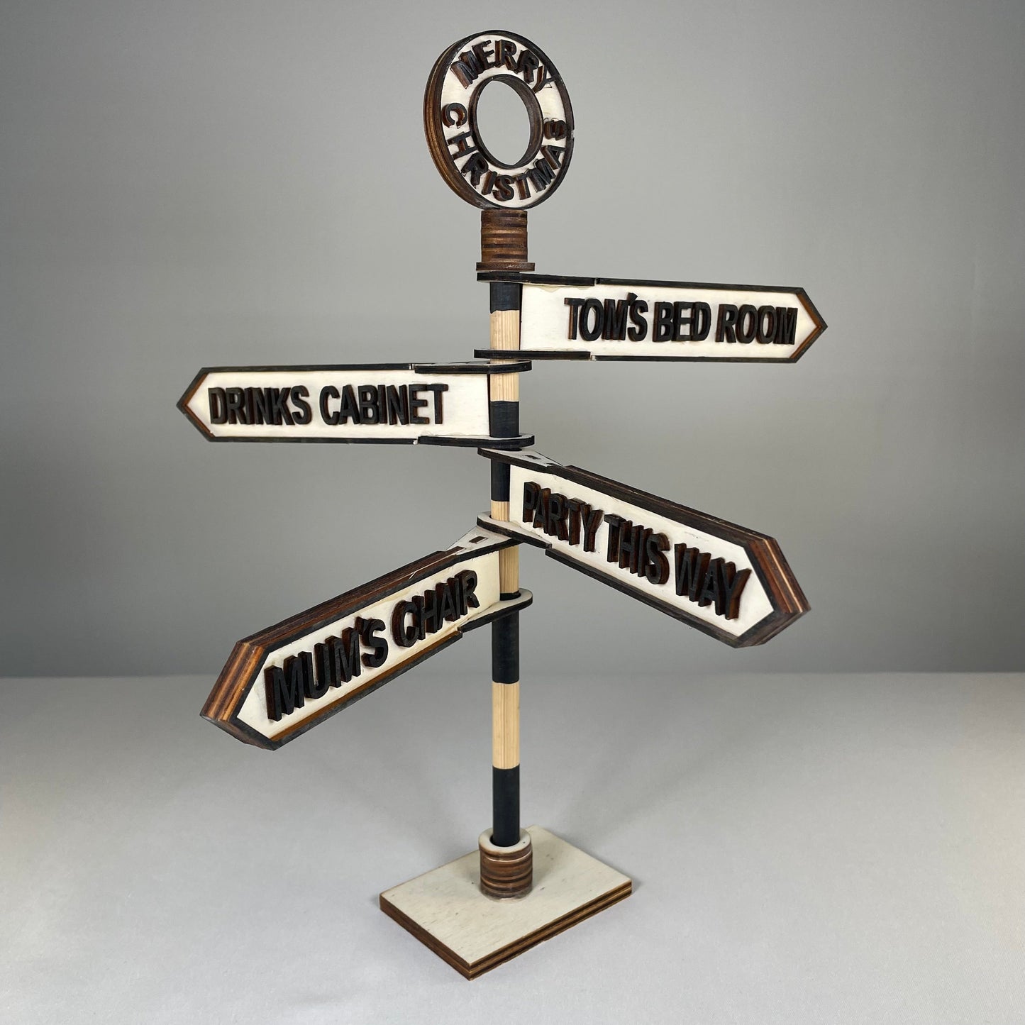 Christmas Direction Sign - Handmade Ornament by Curious Rabbit ®