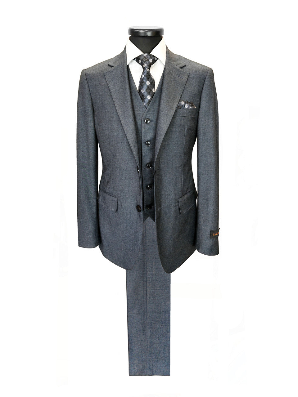 Men’s Slim Fit 3-Piece Wool-Blend Suit – Charcoal Grey