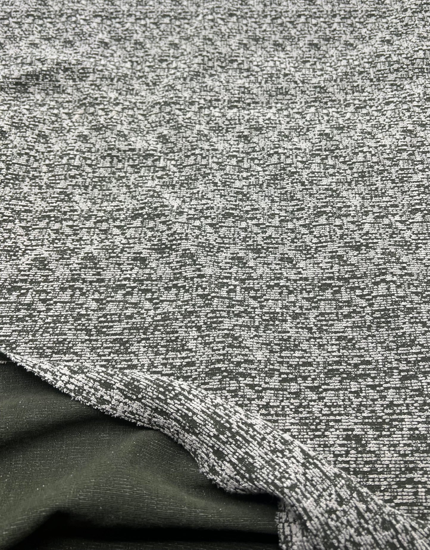 Khaki White Slubbed Knit Textured Stretch Fabric