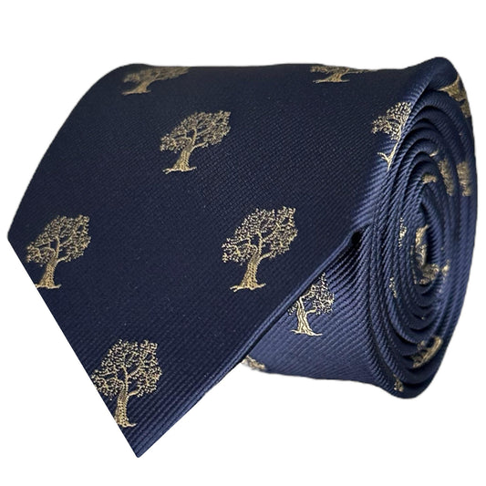 Tree Tie Navy Blue & Gold